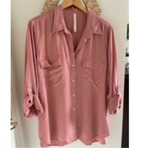 NWT ARITZIA Babaton Pink Utility Blouse Shirt. Size L